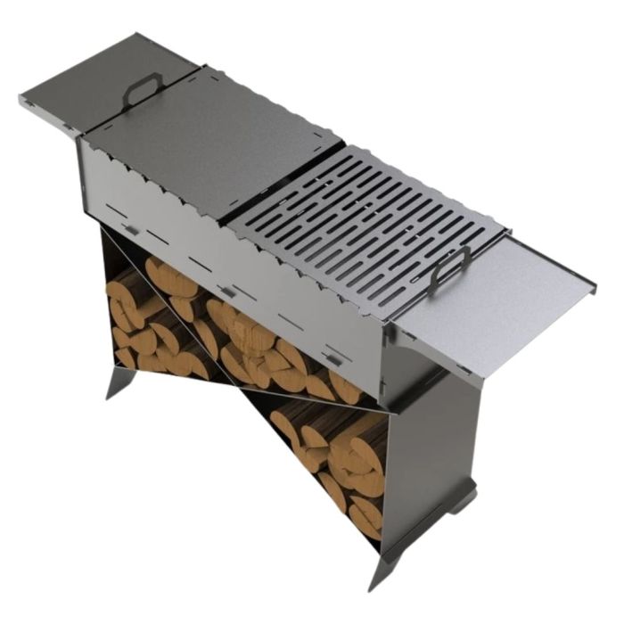 Мангал-гриль Carino Brazier X V1 Полоска розбірний з грилем 1212х370х820 мм, метал 3 мм без покриття