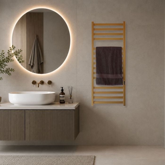 Рушникосушарка електрична Carino RICARDO з контроллером Золотий 1190*490