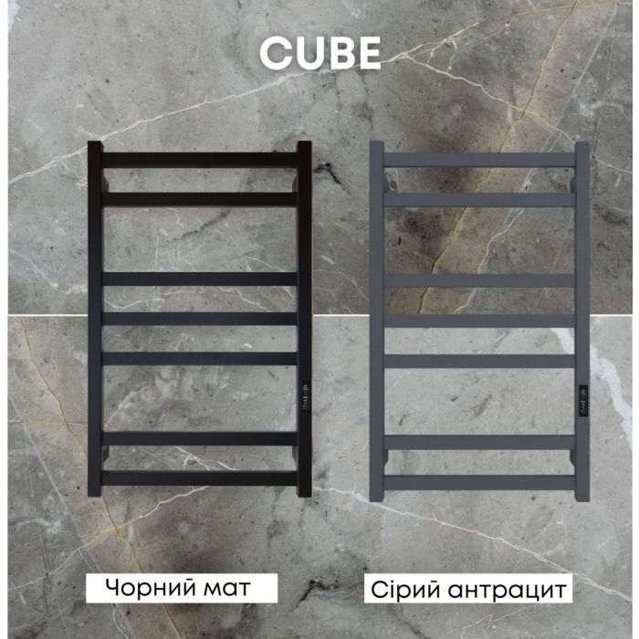 Рушникосушарка електрична Carino CUBE з контроллером Сірий антрацит 790*490