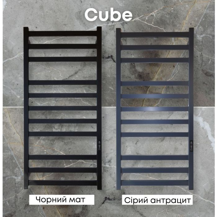 Рушникосушарка електрична Carino CUBE з контроллером Чорний мат 1000*490