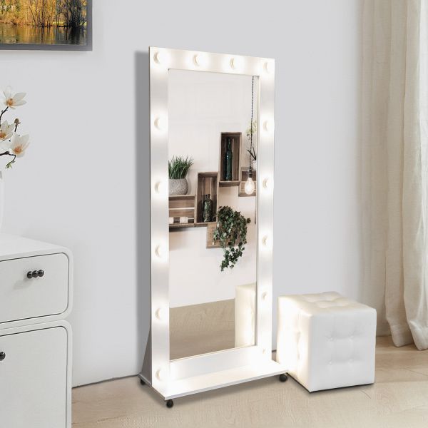 Зеркало напольное во весь рост с подсветкой Lux White