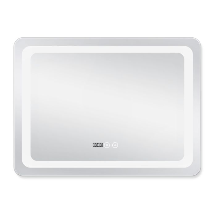 Зеркало Qtap Mideya 800x800 с LED подсветкой Touch, с антизапотеванием, с часами, димером, рег. яркости QT2078NCF8080W