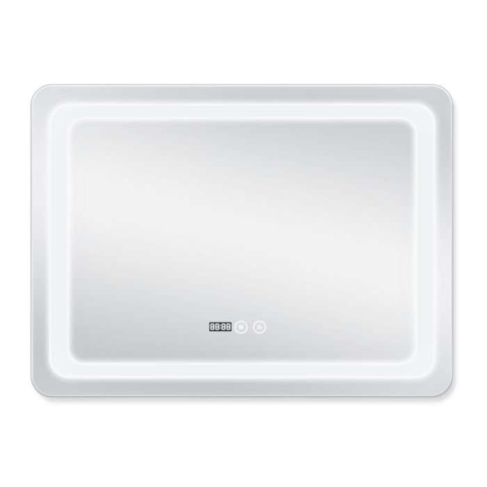 Зеркало Qtap Mideya 800x800 с LED подсветкой Touch, с антизапотеванием, с часами, димером, рег. яркости QT2078NCF8080W